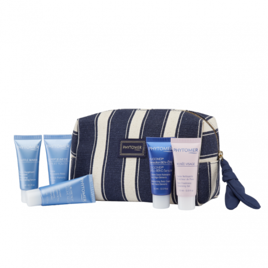 Phytomer Trousse Découverte ontdekkingsset met vijf verzorgingsproducten en luxe toilettas