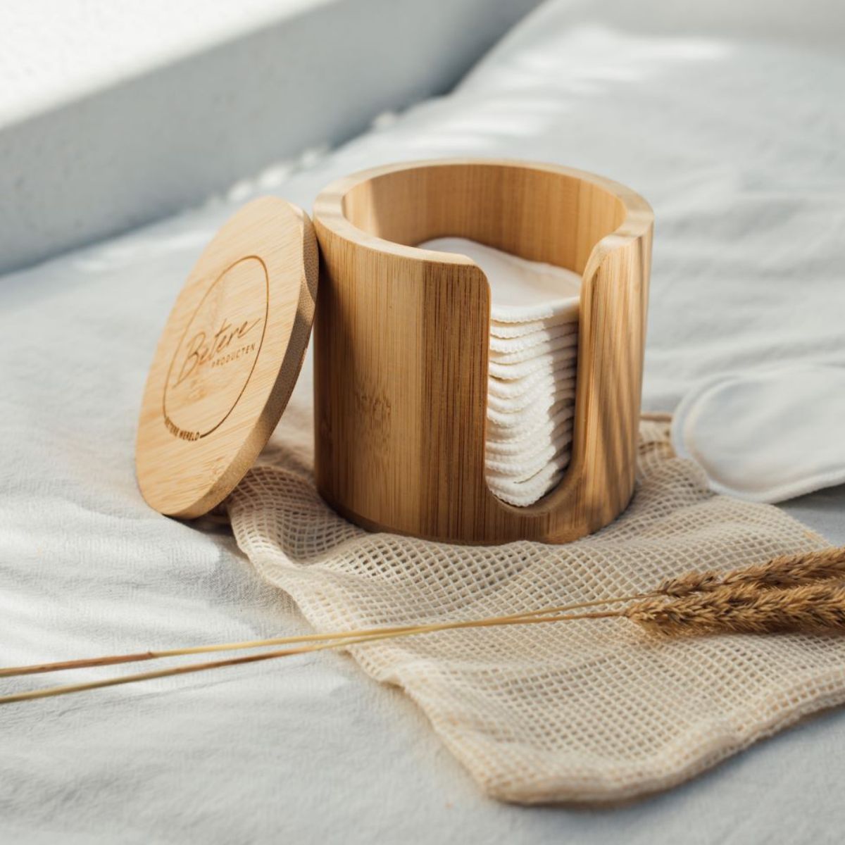 bamboe houder voor herbruikbare wattenschijfjes