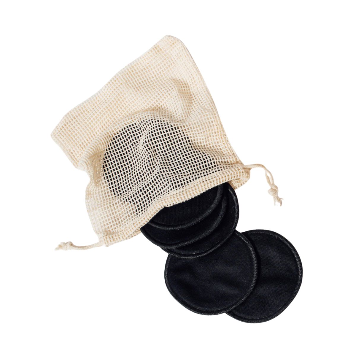 herbruikbare bamboe wattenschijfjes zwart met waszakje