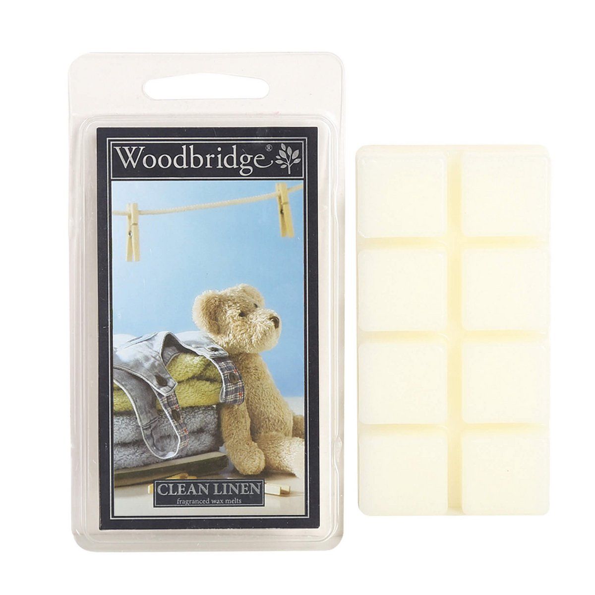 Woodbridge Clean Linen wax melts met frisse ozon- en bloemige tonen