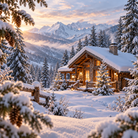Woodland Holiday Waxmelt – winters boshuisje tussen besneeuwde dennen en bergen